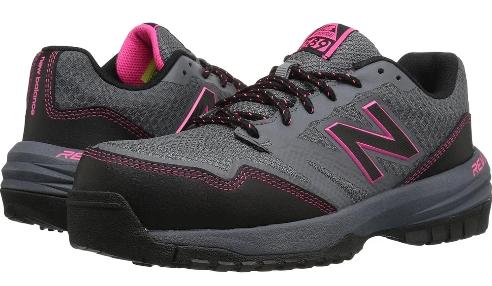 New Balance Women 589v1 Athletic Work Shoes 10 Wide Gray Pink Comp Toe EH SR NIB